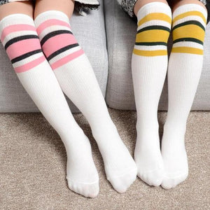 Kids Striped Sports Knee High Socks