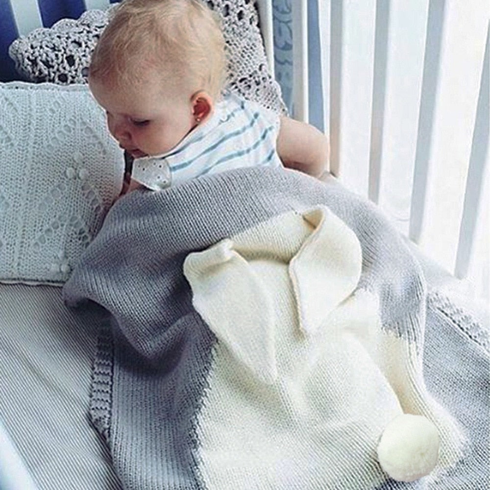 Cute Baby Wool Rabbit Blanket and Bathing Towel