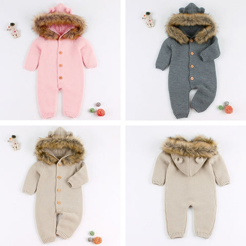 Image of Winter Knitted baby romper