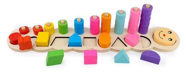 Children Wooden Educational Game of Numbers and Shapes