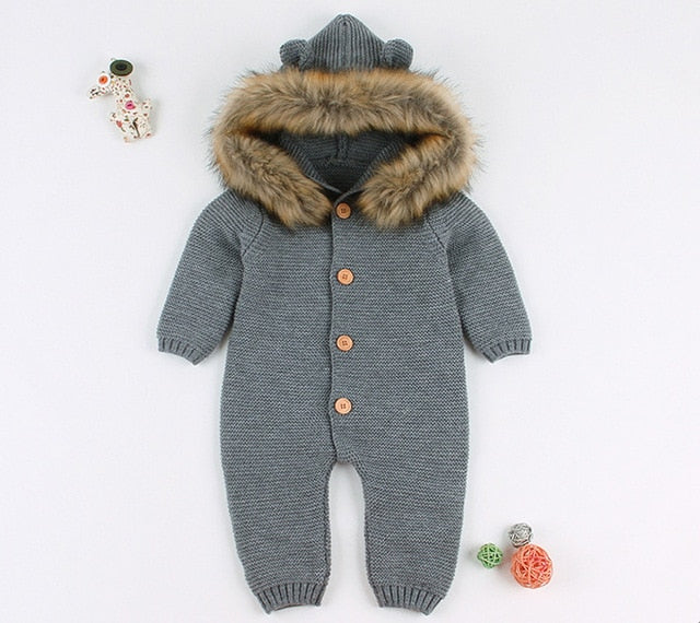 Winter Knitted baby romper
